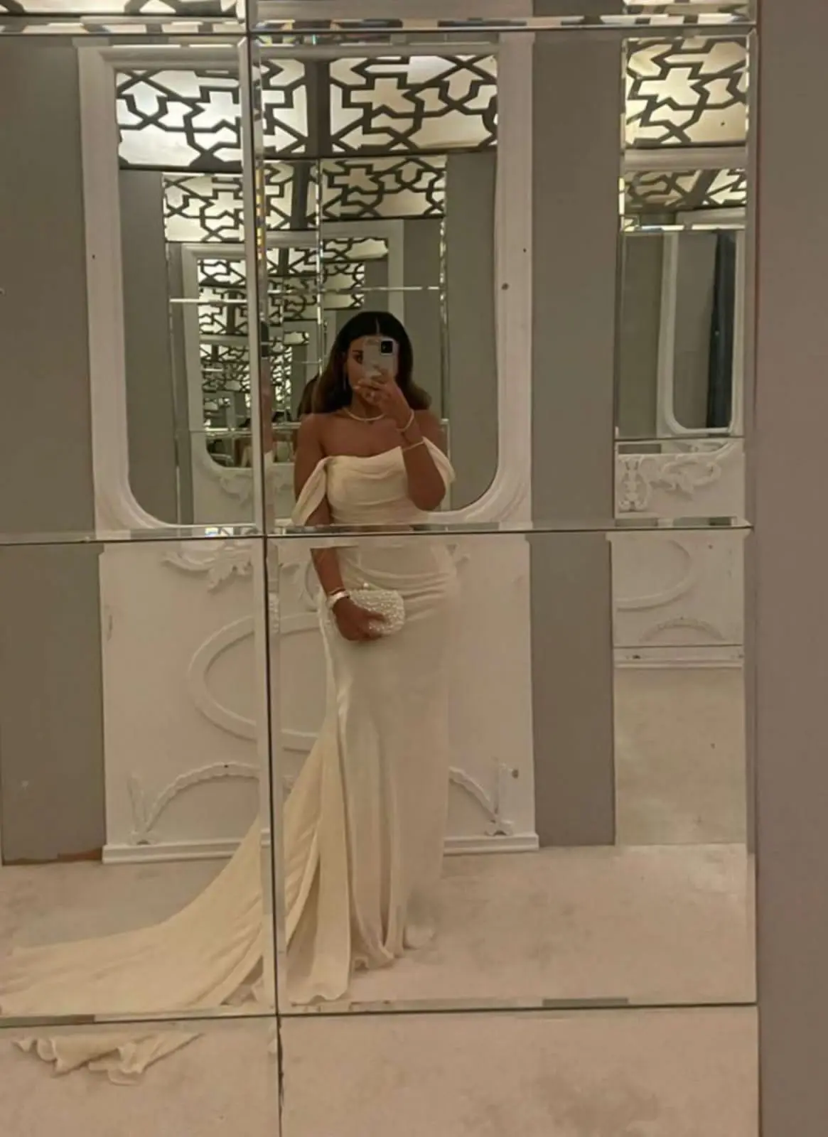 Off The Shoulder Mermaid Formal Dress Women Elegant Chapel Train Dress Shining The Latest Models Luxurious Evening Dresses