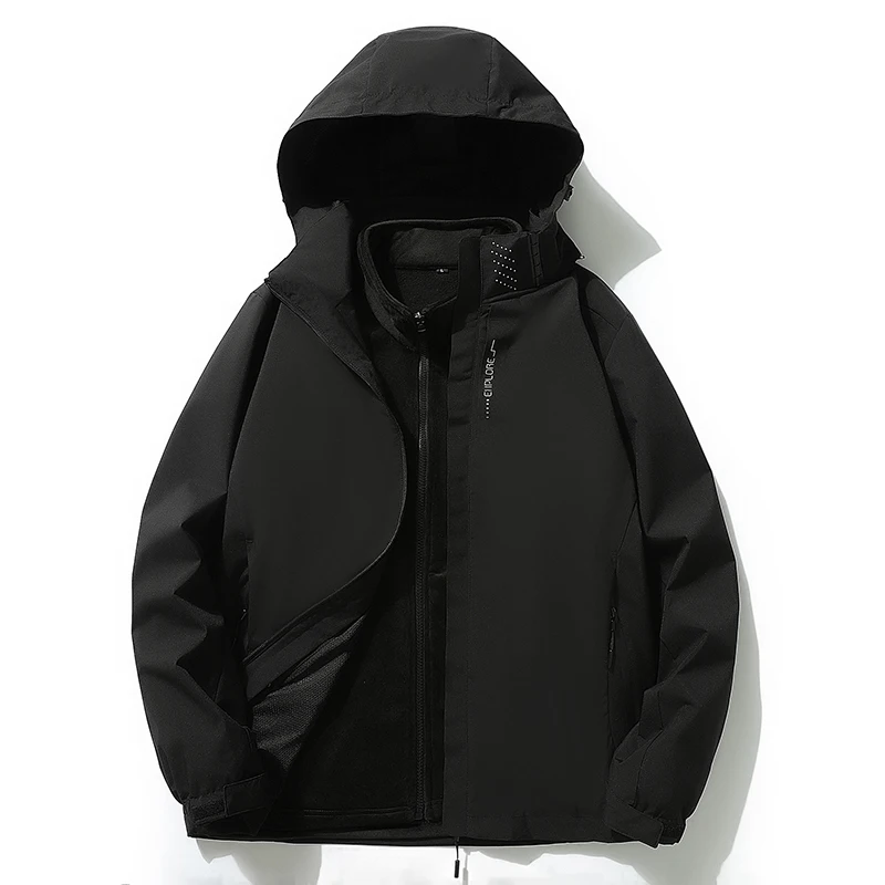 Wandern Herren Frühling und Herbst Outdoor Windjacke Teenager Casual Style Jacke Outdoor Abnehmbare Kapuze Wasserdichter Mantel Herren
