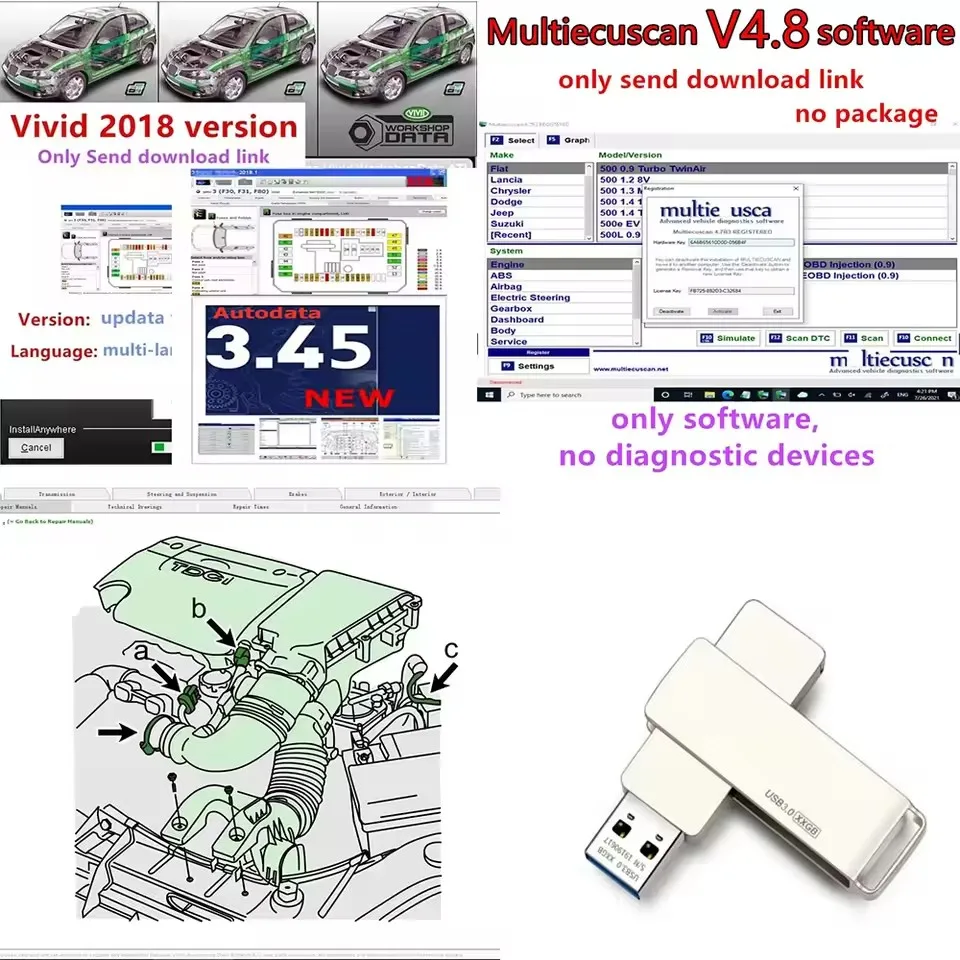 AutoData latest 3.45 Software + Vivid Workshop Data Atris-Stakis Technik 2018.01V +Multiecuscan V4.8 For Fiat/Chrysler/Dodge