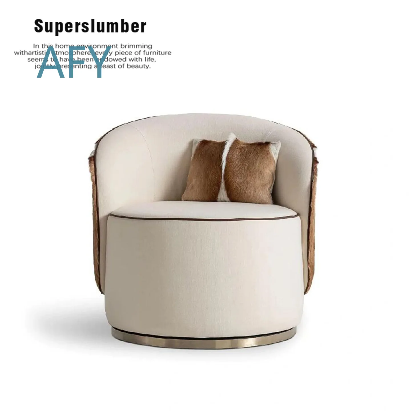 Rotating Italian-Style Minimalist Single Seater Accent Chair for Home Office with Curved Design and Premium Aesthetic for