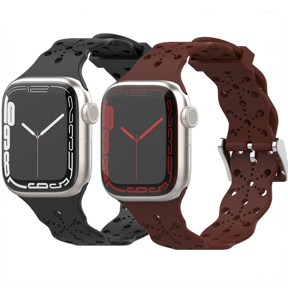 Lace Silicone Strap for Apple Watch Ultra 87654SE Sports Replacement Wristband for Iwatch Series 49mm 45mm41mm 44mm40mm  42 38mm