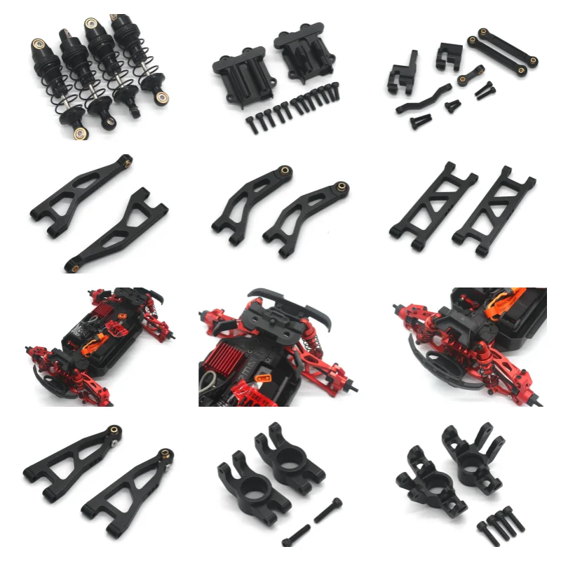 ARRMA 1:18 granito tifón Grom RC piezas de metal control remoto coche balancín dirección taza montaje piezas negras