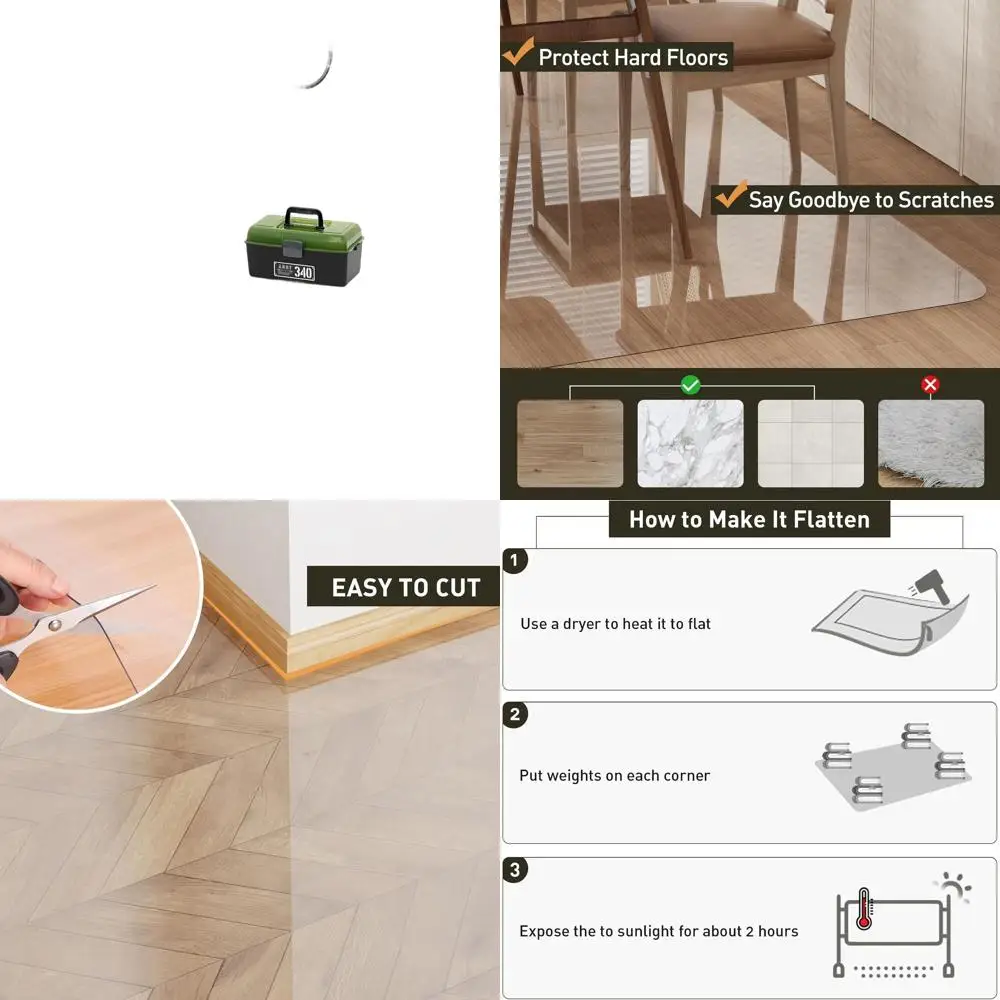 

Большой прозрачный водонепроницаемый виниловый коврик 6x9 футов - нескользящий, устойчивый к разливам жидкостей, для дома, легко чистится, подходит для использования под мебелью.