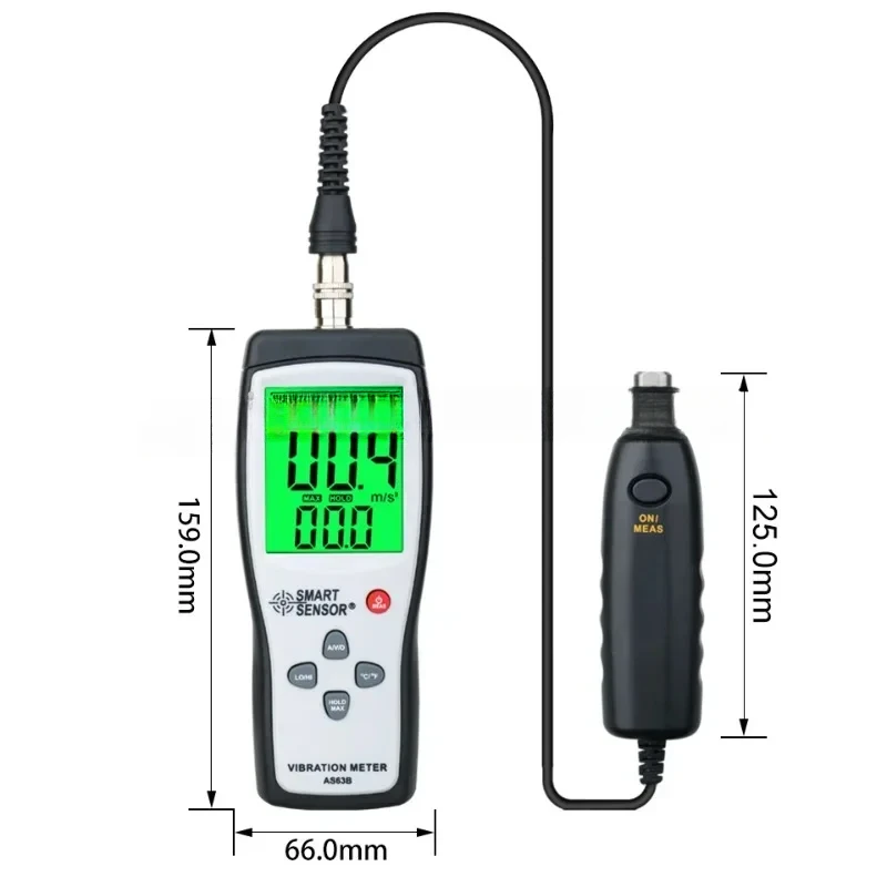 New Sensor AS63B 10HZ~1KHZ 0.1~199.9m/s Precision measurer Tester Gauge Analyzer Digital vibration meter