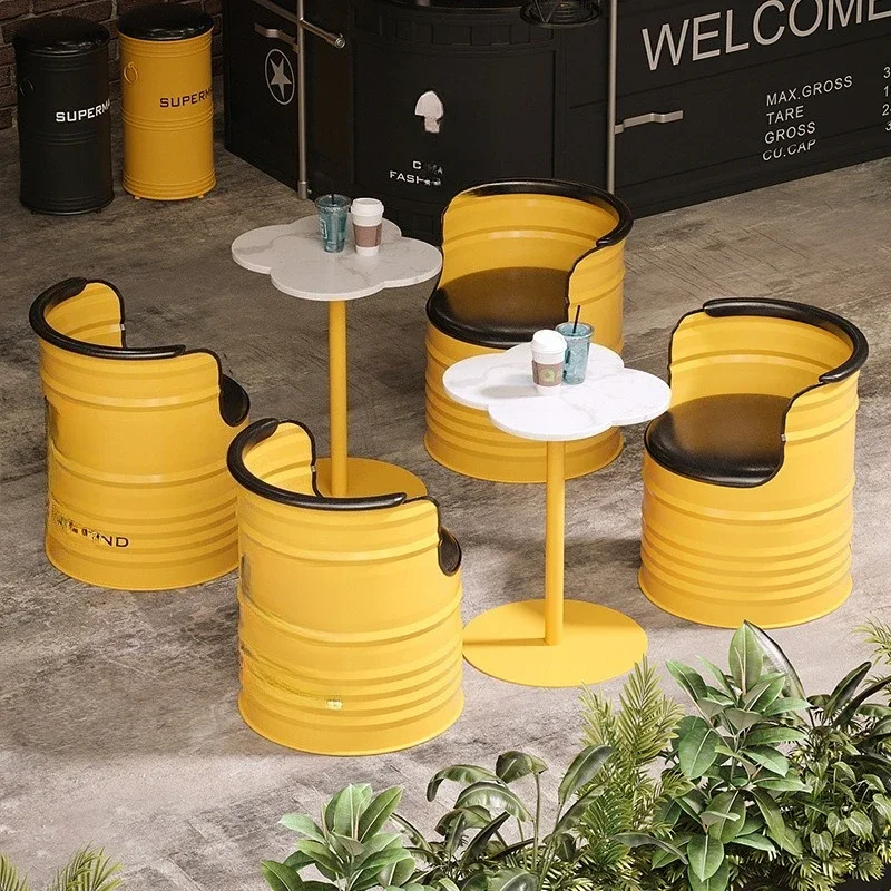 Internet celebrity creative booth sofa personality milk tea shop cafe leisure four-leaf clover wrought iron industrial wind