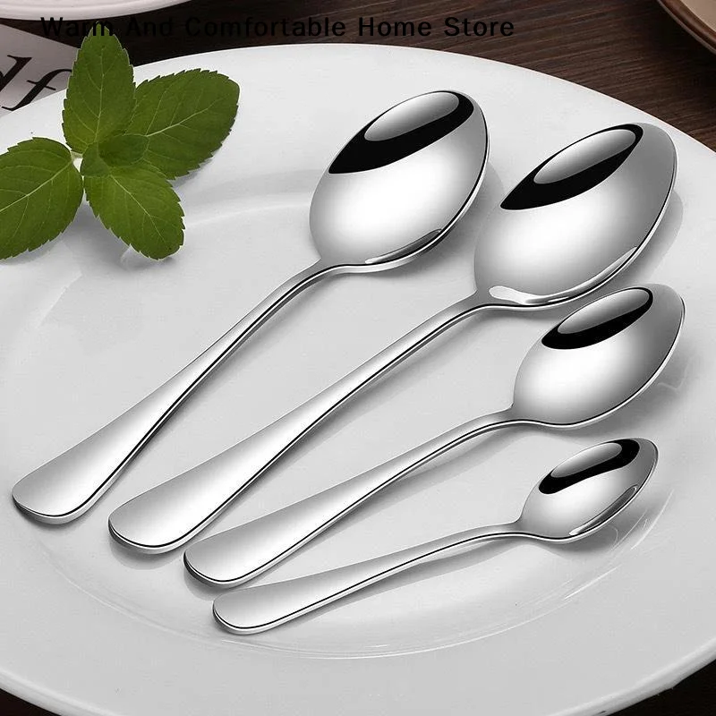 【W】1 Set Stainless Steel Spoon Fork Set, Simple And Beautiful, Dishwasher Safe And Necessary For Every Household