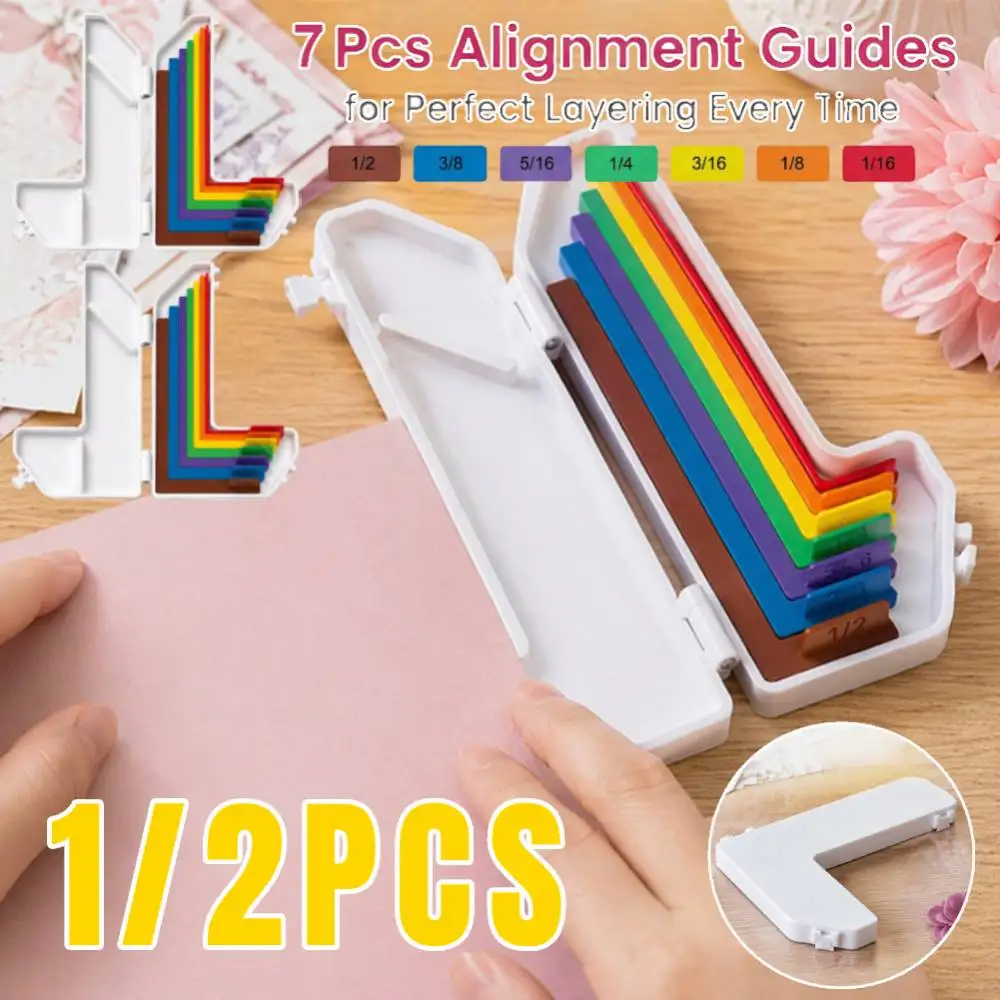 7Pcs Paper Crafting Alignment Guides with Storage Case Precision Layering & Matting Spacers for Card Making And Scrapbooking