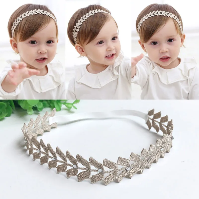 Baby Girl Headband Leaf Wheat Diamond Headbands Newborn Baby Elastic Hairband Kids Toddler Photography Props Hair Accessories