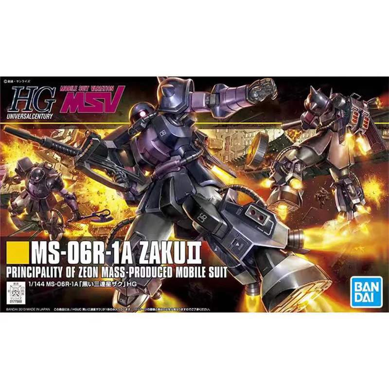 Bandai Gundam MSV HGUC Zaku II Black Tri-stars Color HG 1/144 Model Kit Action Figure Model Gift Collection for Kids