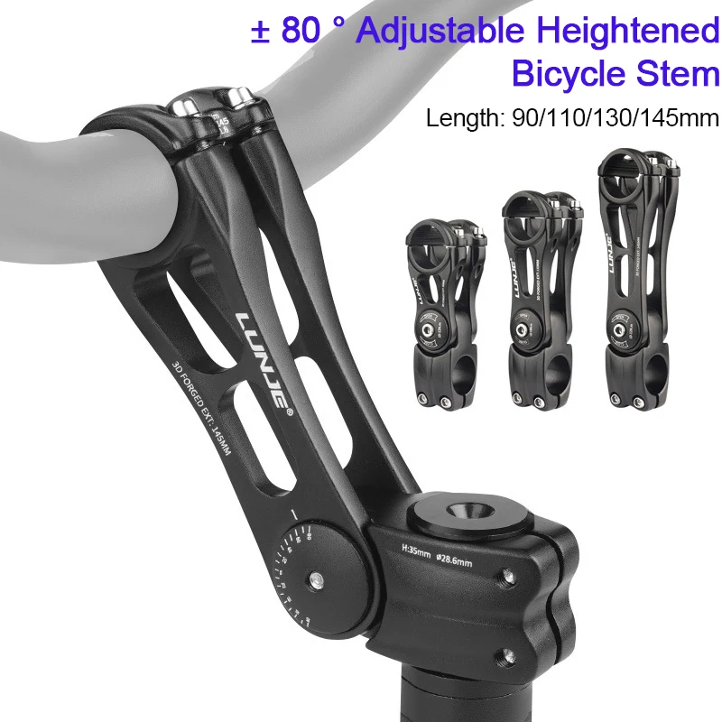 

Bicycle Handlebar Stem MTB Bike Stem Aluminum Alloy Adjustable 80 Degree Stem 31.8mm Cycling Handlebar Riser 90/110/130MM