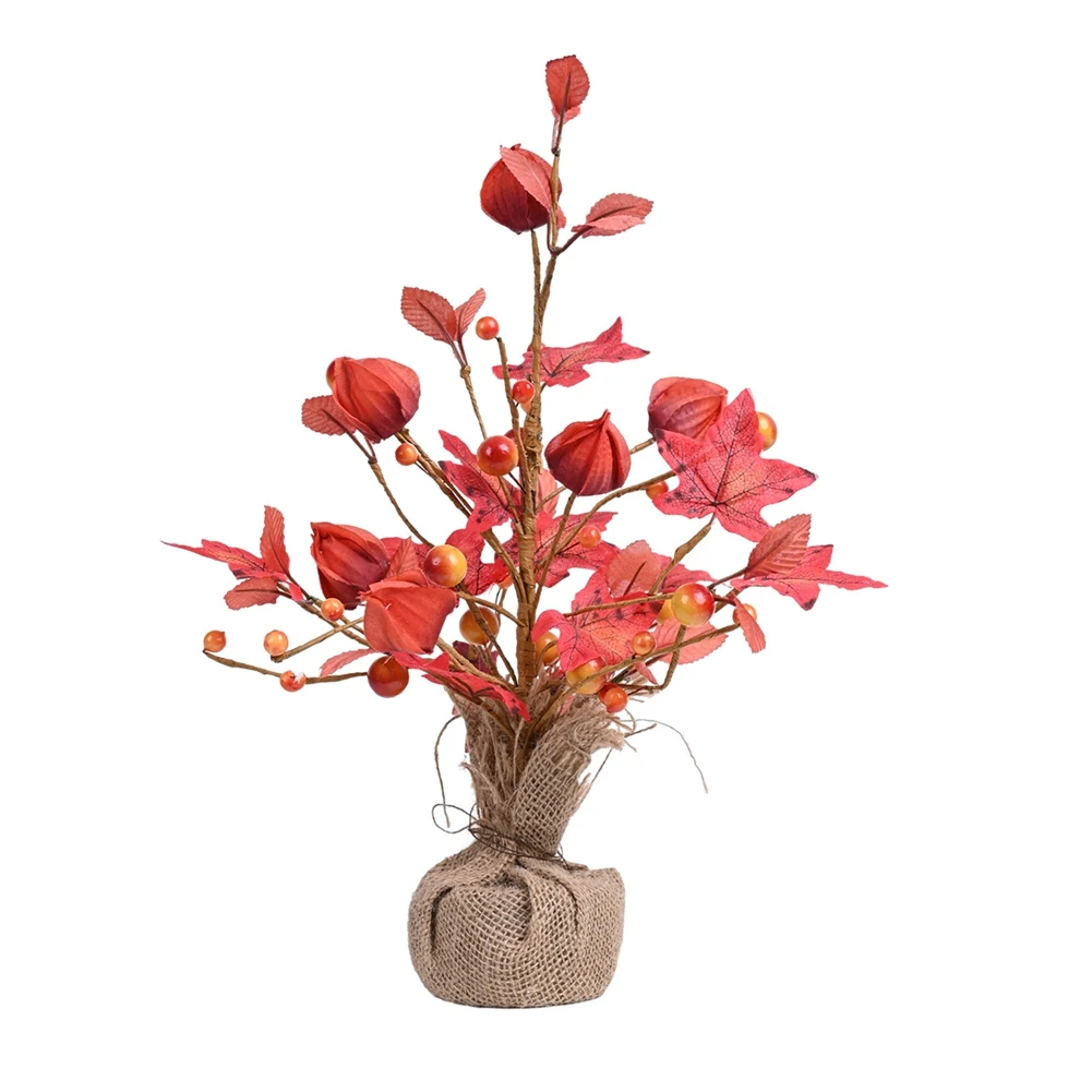 Mini Maple Ornaments Plastic Artificial Flower Home Furnishing Soft-Mounted Desktop Ornament