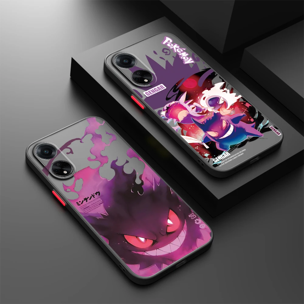 

Cartoon P-Pokemones G-Gengars Frosted Translucent For OPPO X5 X3 A54S A5 A94 A16 A53S A57 A74 A72 A96 A98 A78 5G Soft