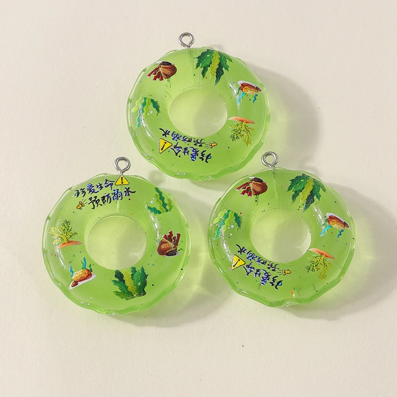 Leslie 5 stücke Harz Sommer Strand Schwimm ring Ohrring Charms DIY Ergebnisse Schlüssel bund Halskette Anhänger Schmuck Herstellung Zubehör – Detail 9