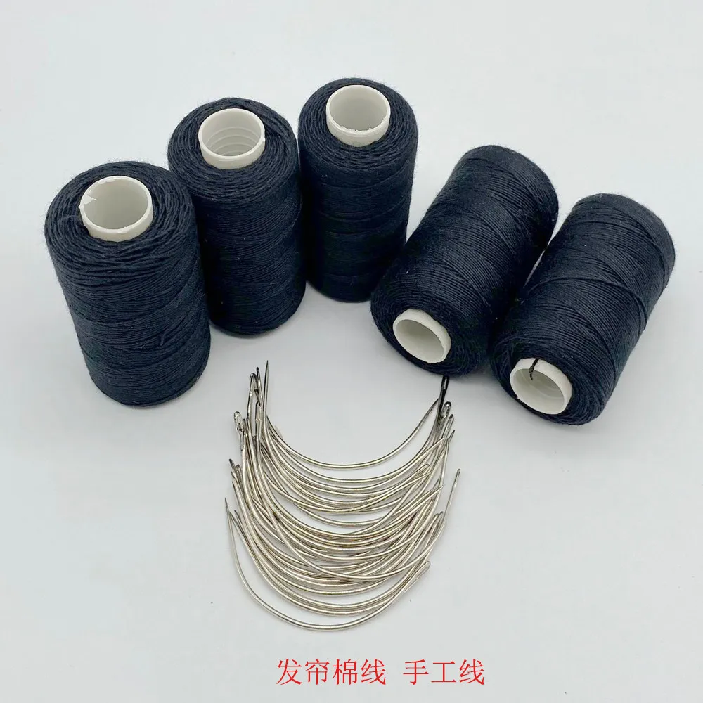 

Poly Cotton Hand Sewing Thread Home Vintage Needles Set For Hair Weave 7.5cm C Shape Needles Included