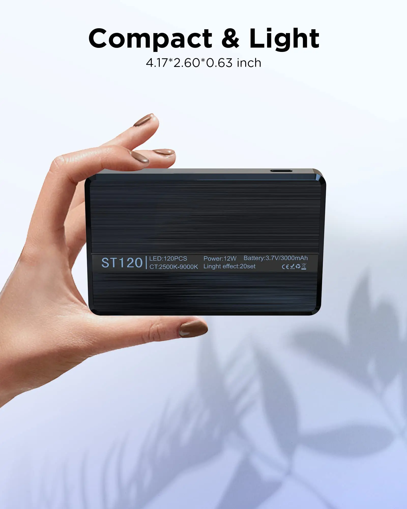 LED Selfie Light 3000Mah 120 LED Rechargeable Phone Light Clip 3 Light Modes Ring Light for Phone iPad Camera Laptop Selfie