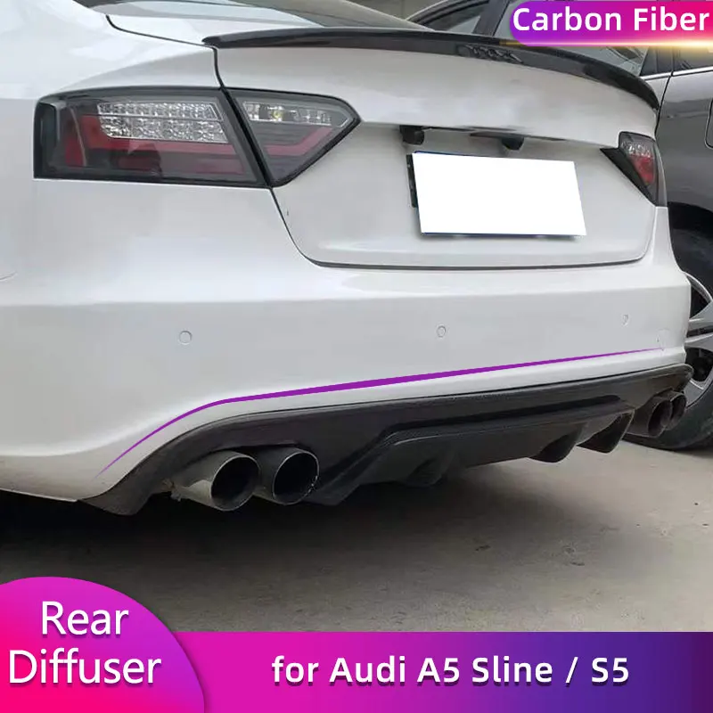 

Carbon Fiber Rear Bumper Diffuser Lip Spoiler for Audi A5 Sline / S5 4-Door 2009-2011 Car Rear Diffuser Apron Lip Body Kit