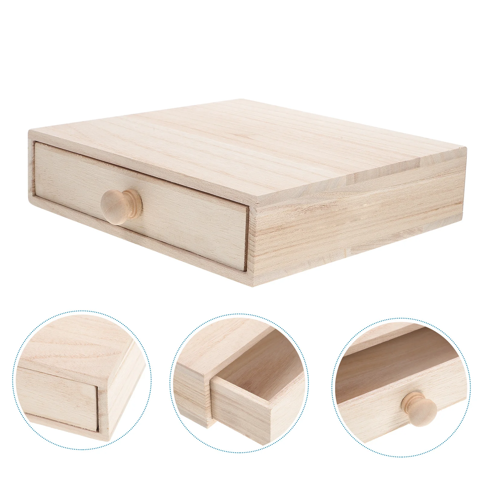 

Wooden Drawer Style Tea Storage Box Unfinished Wood Craft Large Capacity Jewelry Organizer Holder Storage Box Wooden Boxes