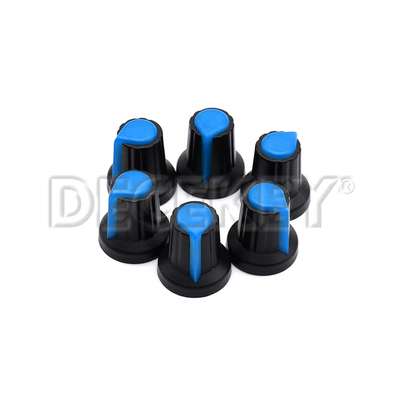 30pcs WH148 15X17mm Potentiometer knobs 6mm Potentiometer Plastic Knobs Cap 5 colors Yellow Orange Blue White Red