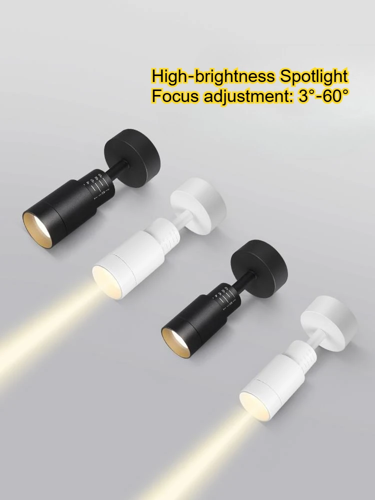 New Led Spotlight Zoom Of 3-60 Degree Adjustable Angle Beam Focus Spot Light Small Surface Mounted Ceiling Lamp Atmosphere Foco