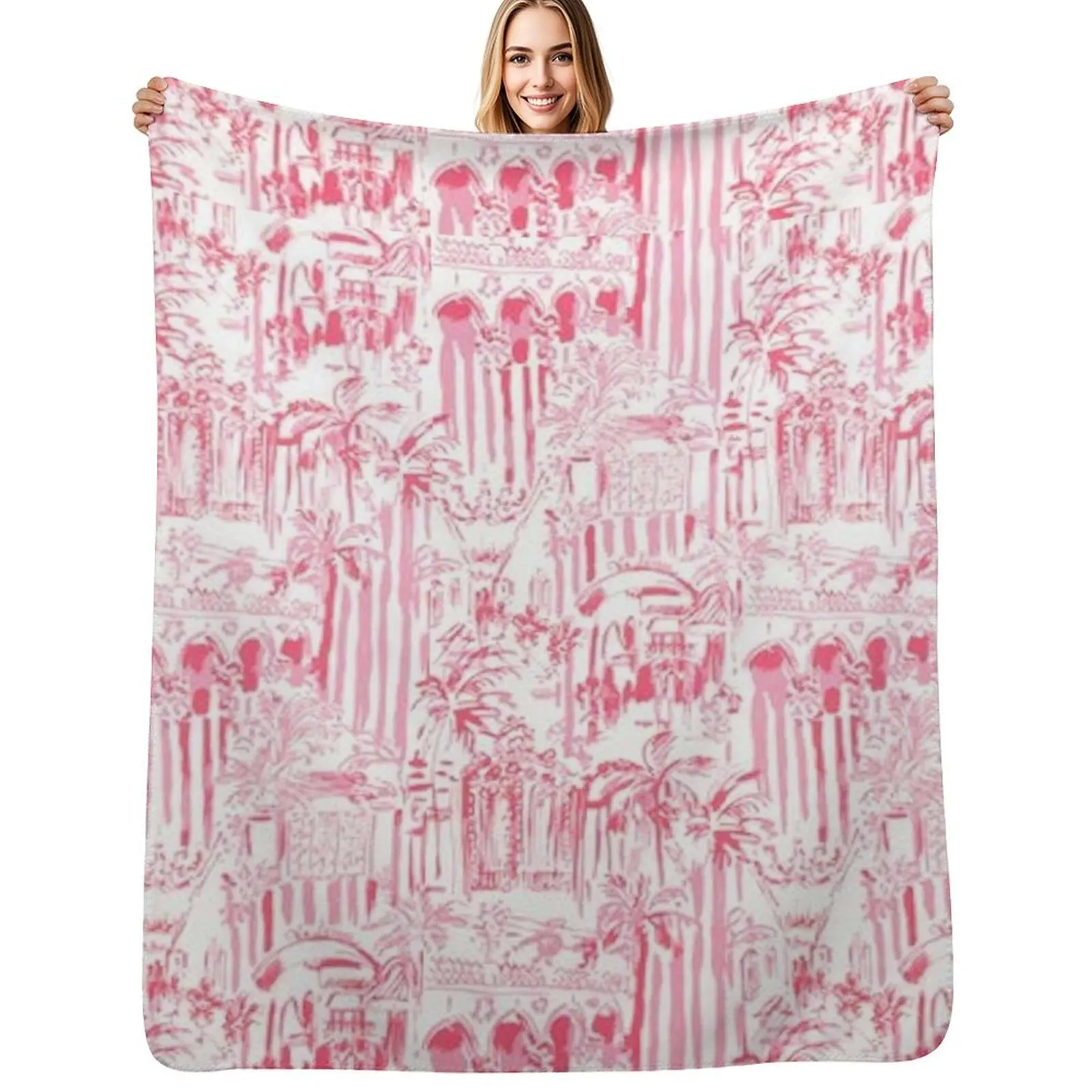 Preppy Pink Blanket Throw Blanket Fashion Sofas Plaid on the sofa Hair Softest For Baby Winter beds Blankets