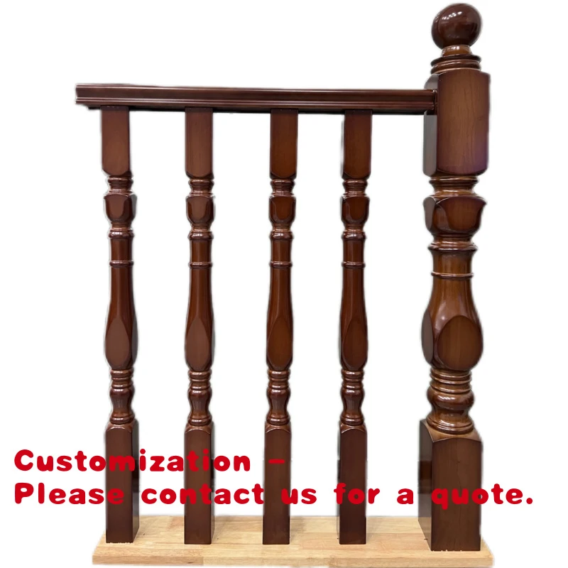 custom.OEM Customized Easy Install Solid Wood Handrail Railing Cost-effective Exterior Outdoor Wooden Stair Railing