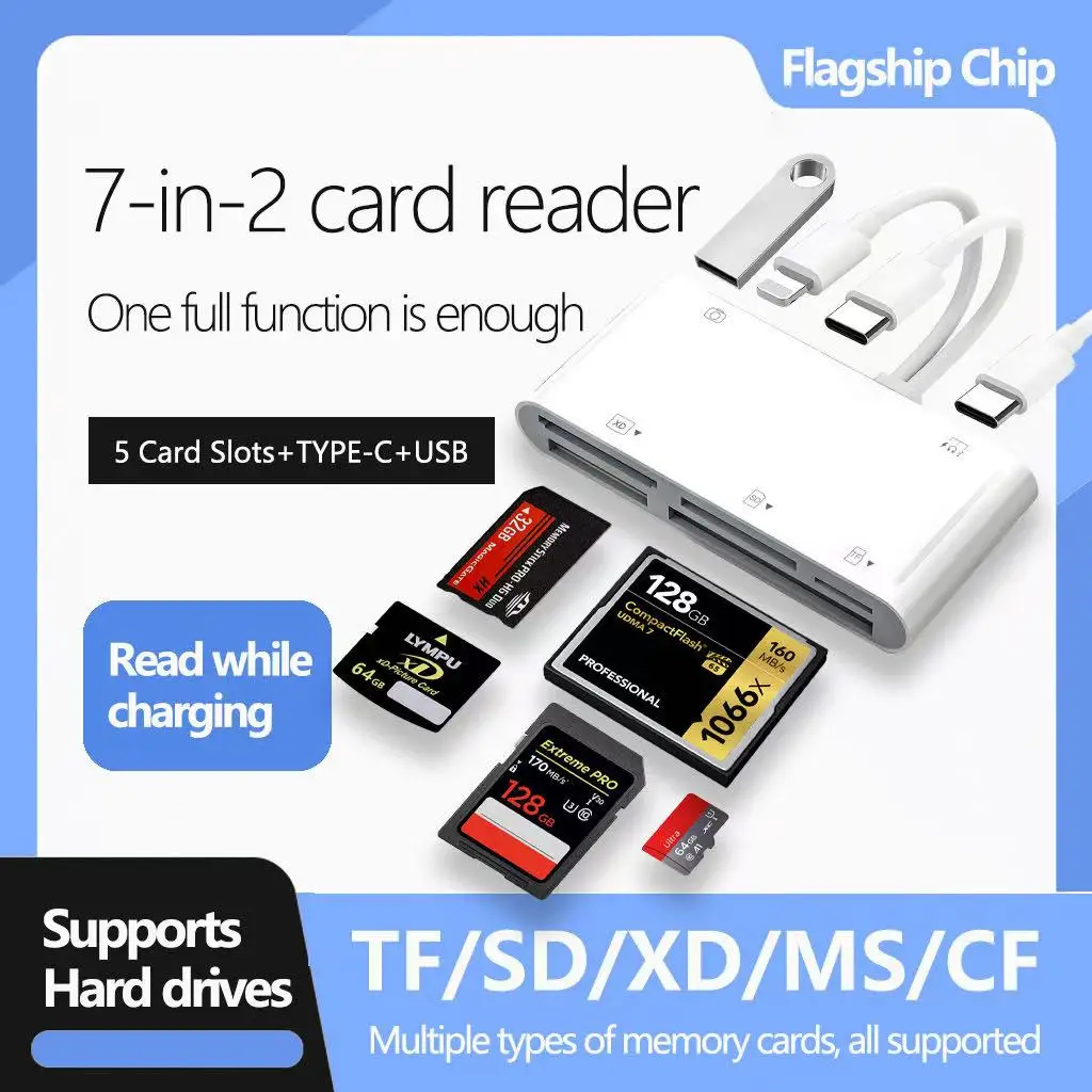 Multi-Function Mobile Phone Card Reader Suitable for Apple Huawei Typec Mini Camera Memory SD Reader Card Three-in-One OTG Adapt