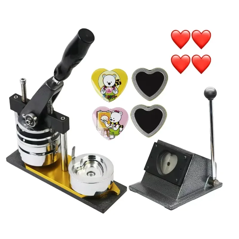 57 * 53Mm Heart Metal Badge Maker New Magnetic Refrigerator Sticker Maker Kit