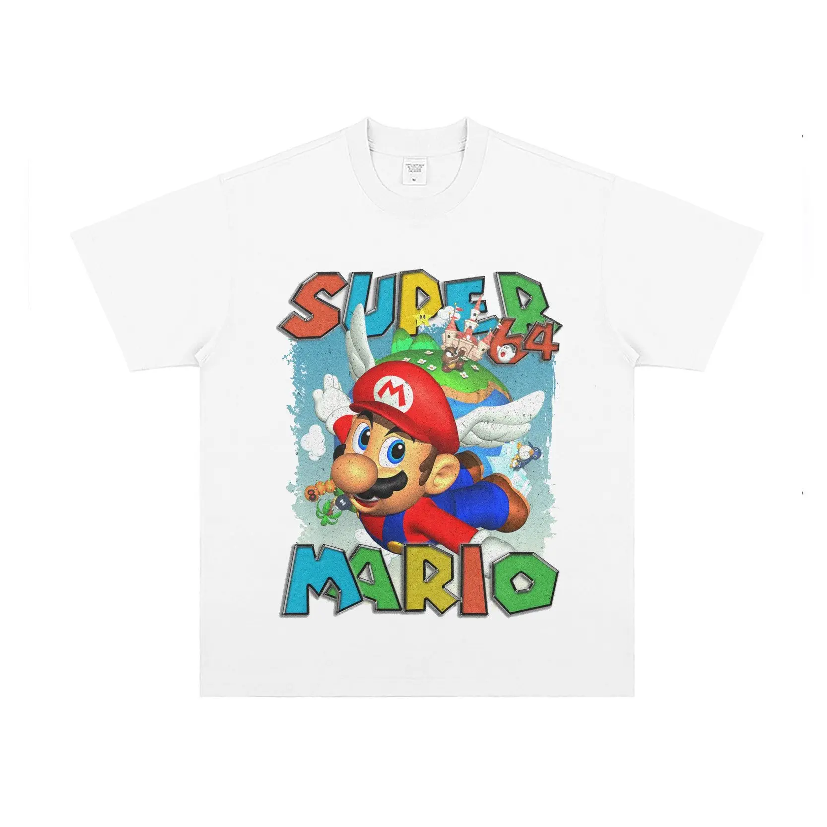 Nintendo Mario Super Kingdom Game Retro Tee Men's Women's Black Cool Graphic Art Print Oversized Short Sleeve Streetwear Top