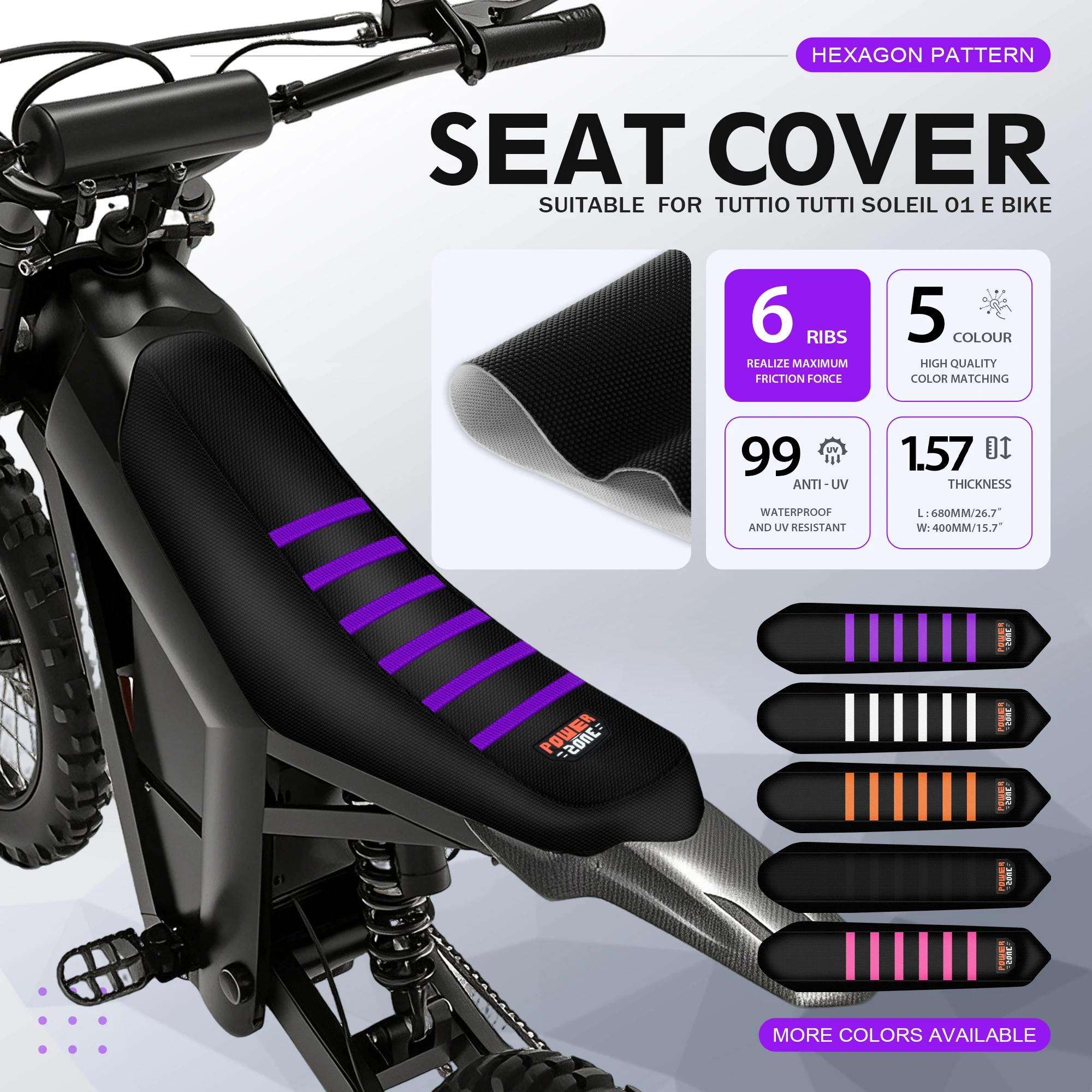 Powerzone Ebike Seat Covers For Tuttio Soleil 01 Non-Slip Seat Cushion Electric Dirt Bike Soft Cushion Protector Off-Road