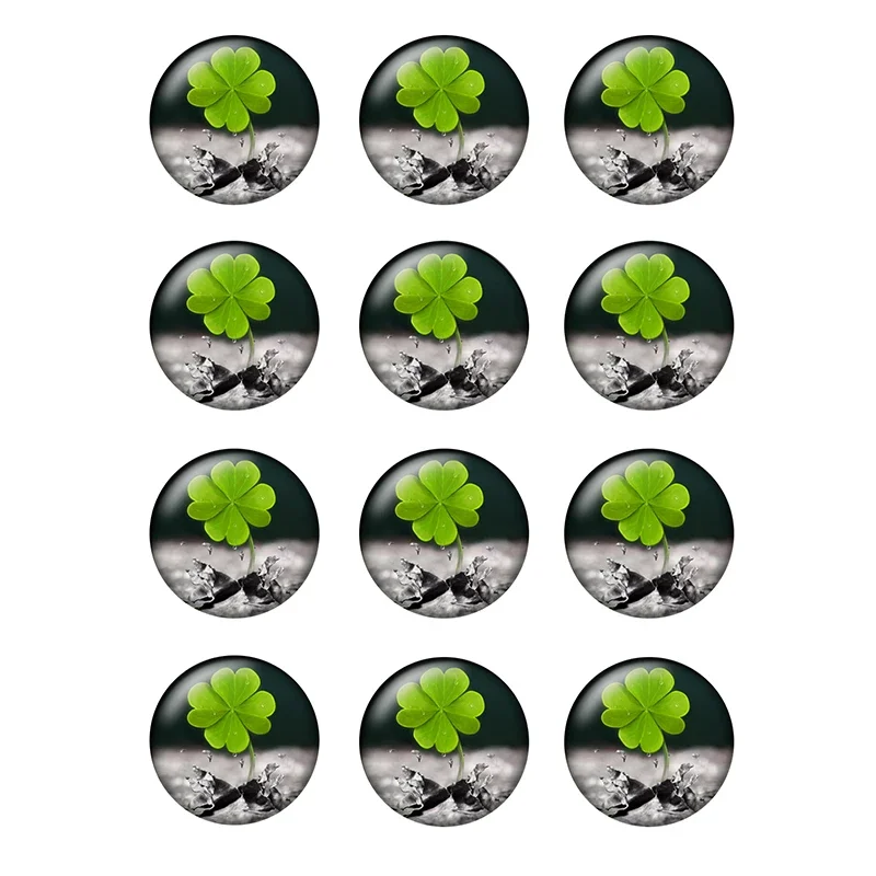 24pcs/lot 10/12/14/16/18/20/25mm Four-leaf Clover Glass Cabochons Dome Flat Back for Earring Bracelet Ring Base DIY Jewelry H153