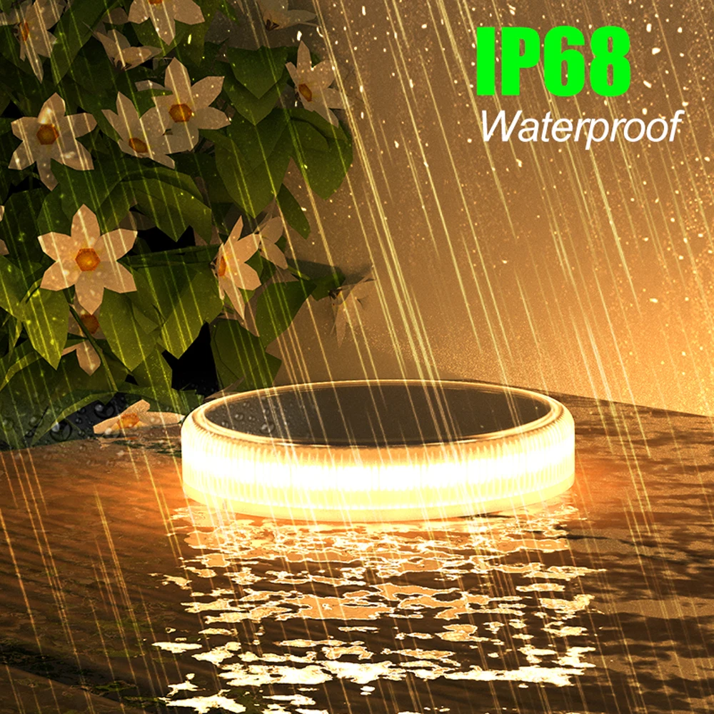 Solar Deck Lights Outdoor Waterproof LED Dock Lighting IP68 Auto On/Off for Driveway Step Sidewalk Stair Garden Floor Lamp