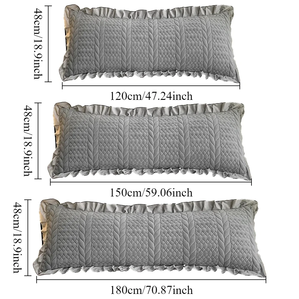 Princess Style Lotus Leaf Edge Pillowcase Solid Color Quilted Design Long Pillowcase Bedding Body Pillow Cover (No Pillow Core)