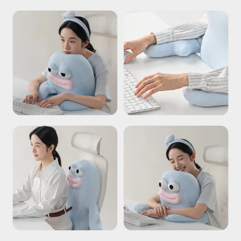 Fumian Cartoon Long Side Seahorse Side Sleeping Pillow Soft Detachable Washable Plush Pillow Suitable Office Home  Rest Gift