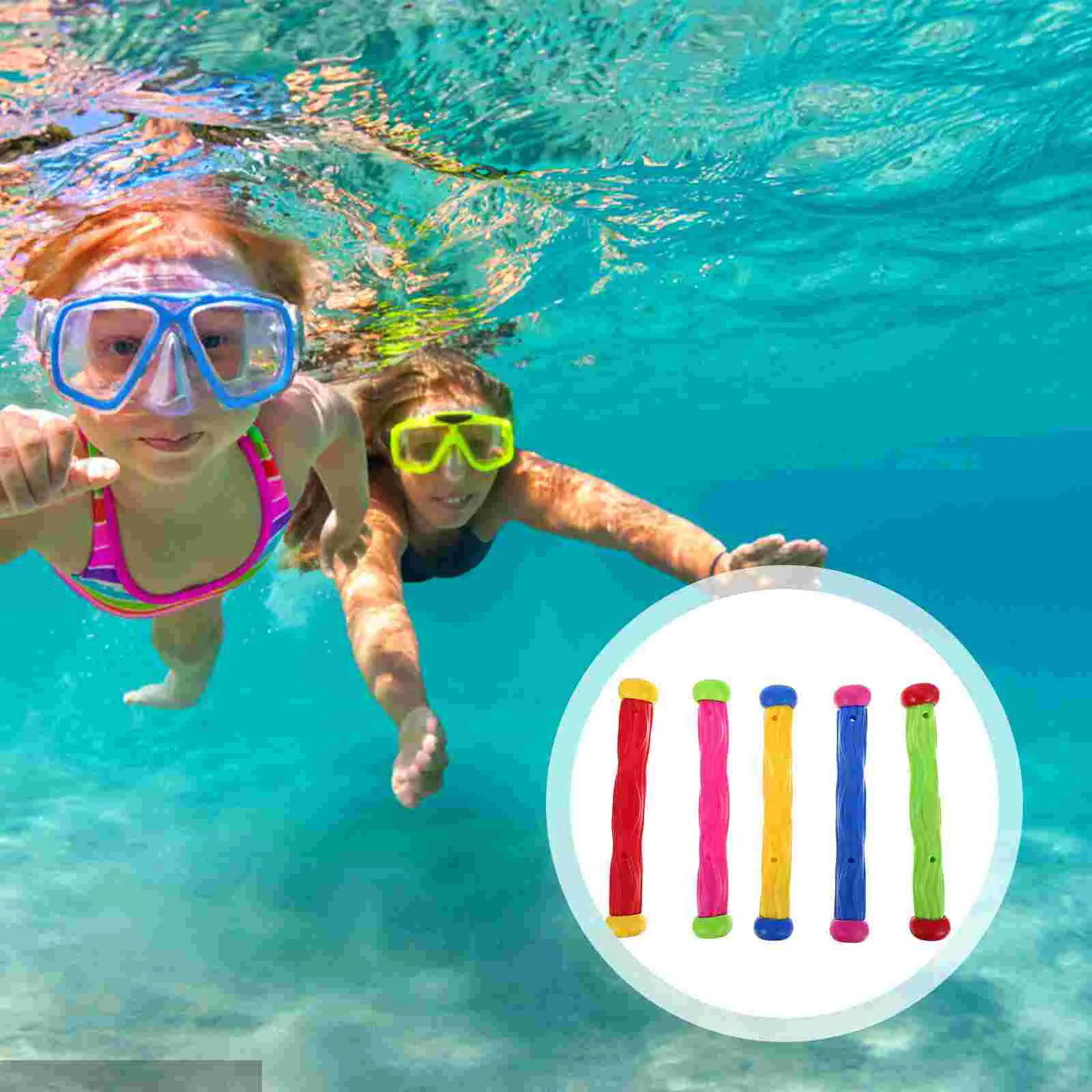 Bâtons de plongée en plastique pour enfants, jouets sûrs pour la natation, pieuvre de piscine, eau d'été, 5 pièces