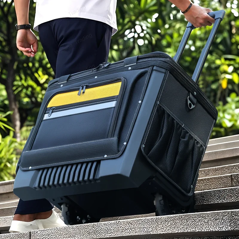 

Сумка для инструментов на колесах, переносной органайзер для хранения инструментов, сумка-тележка для электриков, строителей, мужчин и женщин