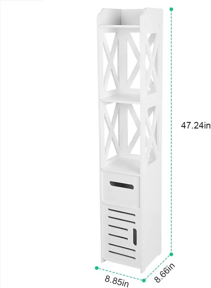 

Cocoarm Multifunctional Tall Tower Storage Cabinet, White Bathroom Cabinet Wooden Bathroom Tower Storage Standing Floor Cabinet