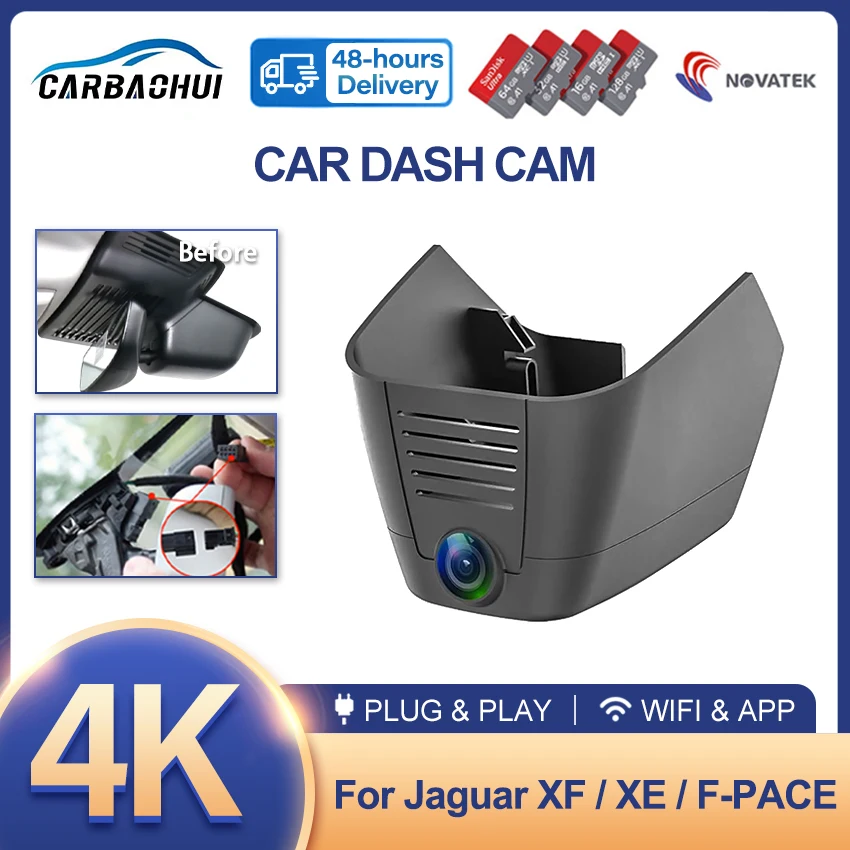 

Видеорегистратор 4K для Jaguar XF (X260) XE (X760) 2021-2024, F-PACE 2021-2025, для Land Rover Evoque 2020-2022, автомобильный видеорегистратор, WIFI камера