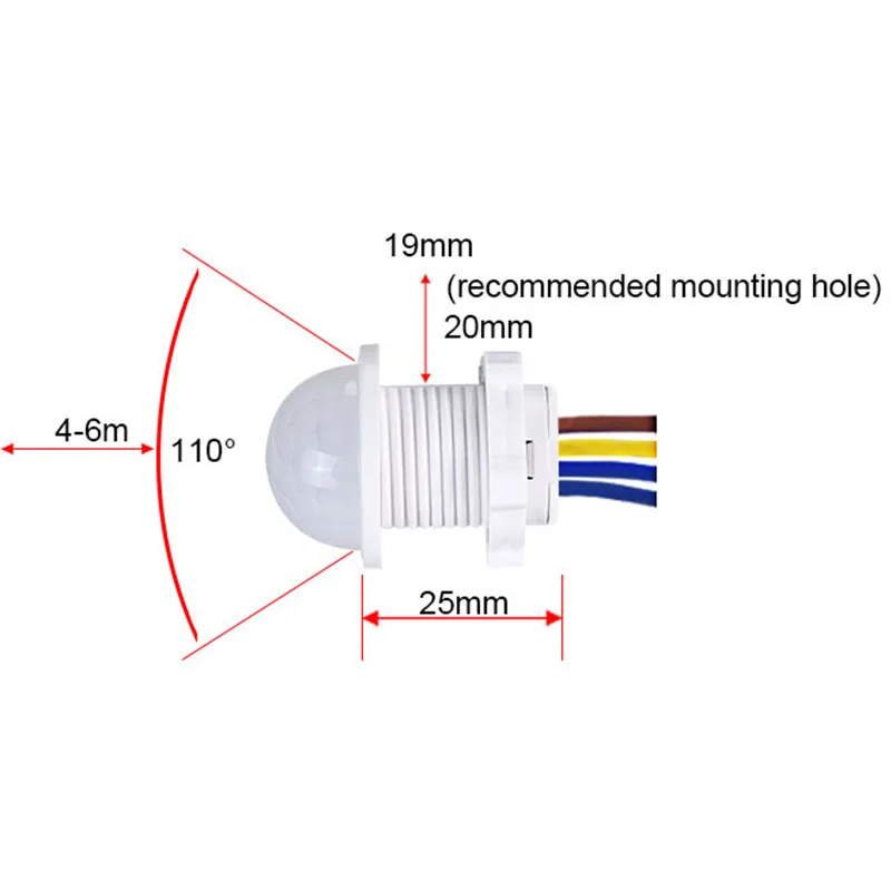 Motion Sensor Detector Switch 110V 220V Human Body Infrared Detector Automatic Light Switch Max 40W No Adjustable Delay