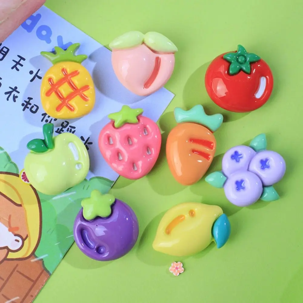 20pcs Simulated FoodCream Gel Resin Slime Charms Fruit Vegetable Scrapbooking Doll House Accessories Flatback Cute