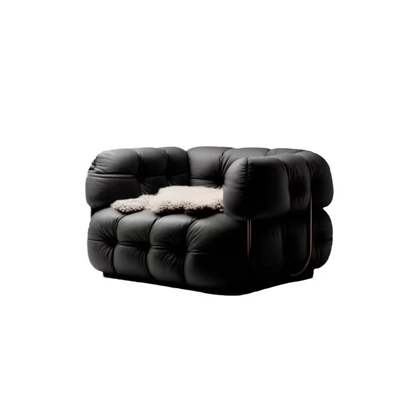 

Straight row sofa Italian minimalist light luxury retro movable straight row sofa