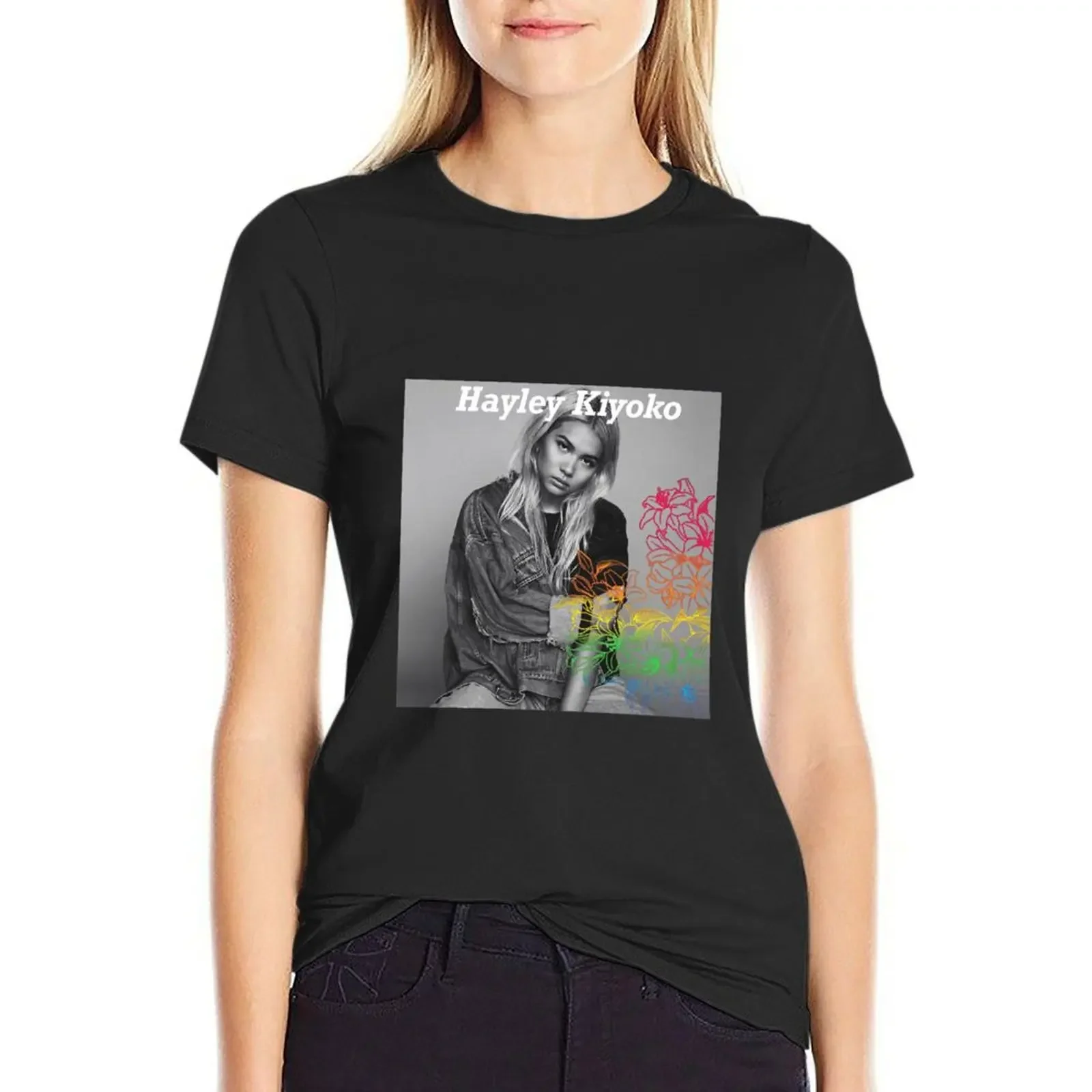 

Hayley Kiyoko Pride Flowers T-Shirt plus sizes Female clothing female graphics western t shirts for Women