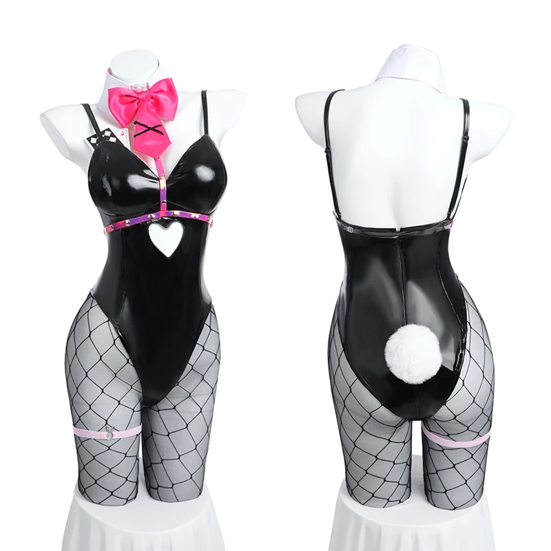 ROLECOS Bunny Cosplay Costume Sexy Women Bunny Cosplay Black Jumpsuit Halloween Party Outfit Fullset Suit Valentine\'s Gift