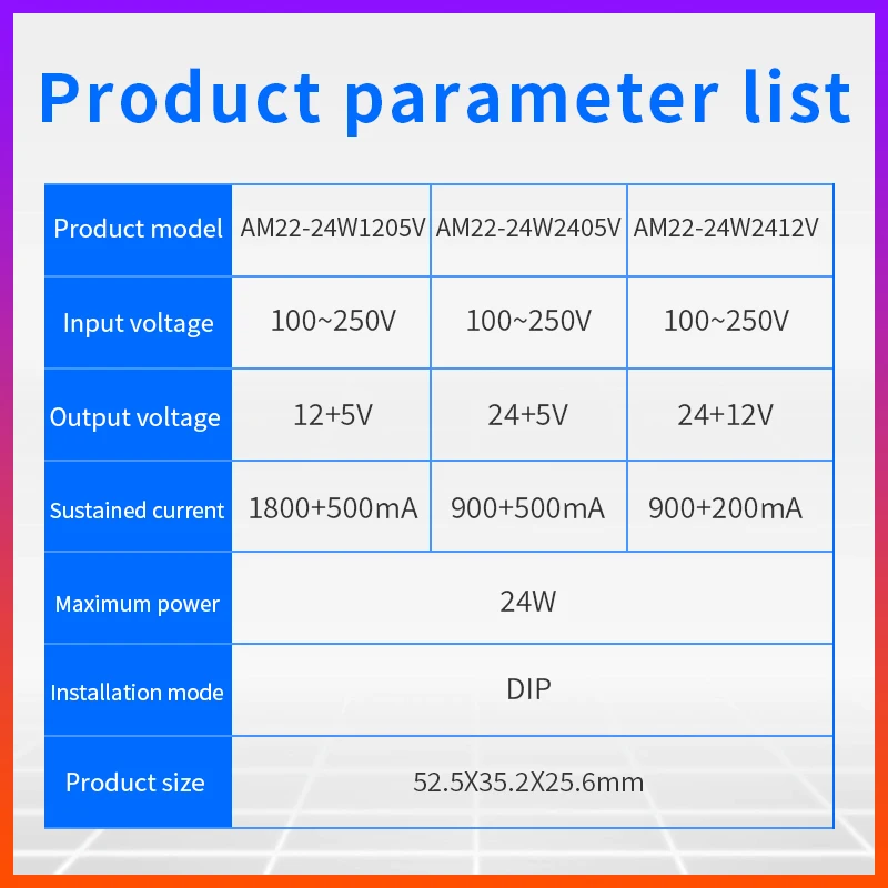 AM22-24W AC-DC Buck Module ACDC Dual output Isolated Power Supply Module for MCU Smart Home 110V~220V To 12V+5V 24V+5V 24V+12V