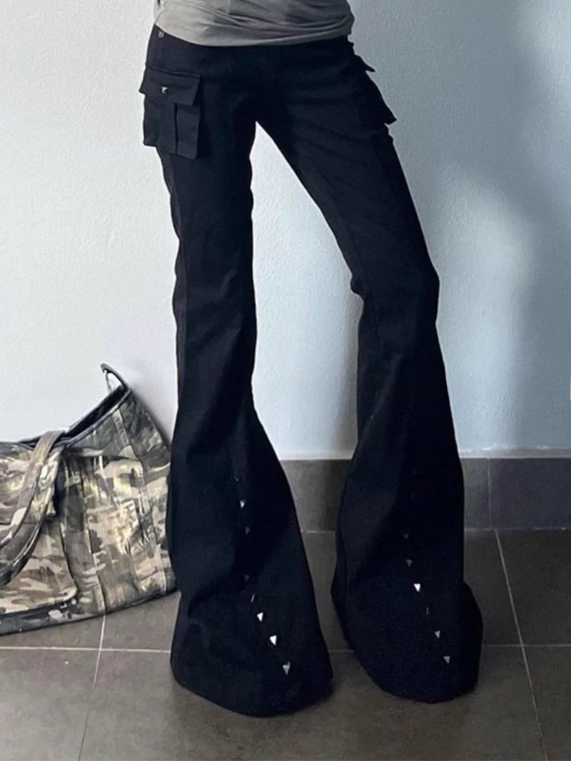 

High Waist Slim Fit Women's Denim Pants Vintage Workwear Style Flared Long Trousers Hot Girl Summer New Arrival Vibe Wind