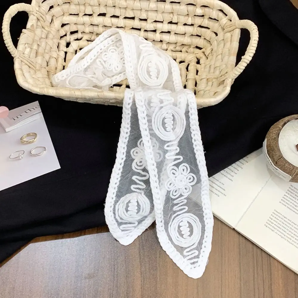 

French Pastoral Style Lace Hair Band Soft Wrap Adjustable Lace Scarf Embroidery Turban Accessories Bow Headband Outdoor
