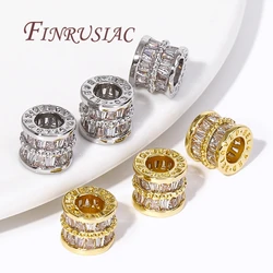 18K Gold Plated Zircon Crystal Bead Accessories For Bracelets,Round Spacer Bead,Separator For Beads,DIY Jewelry Making Supplies
