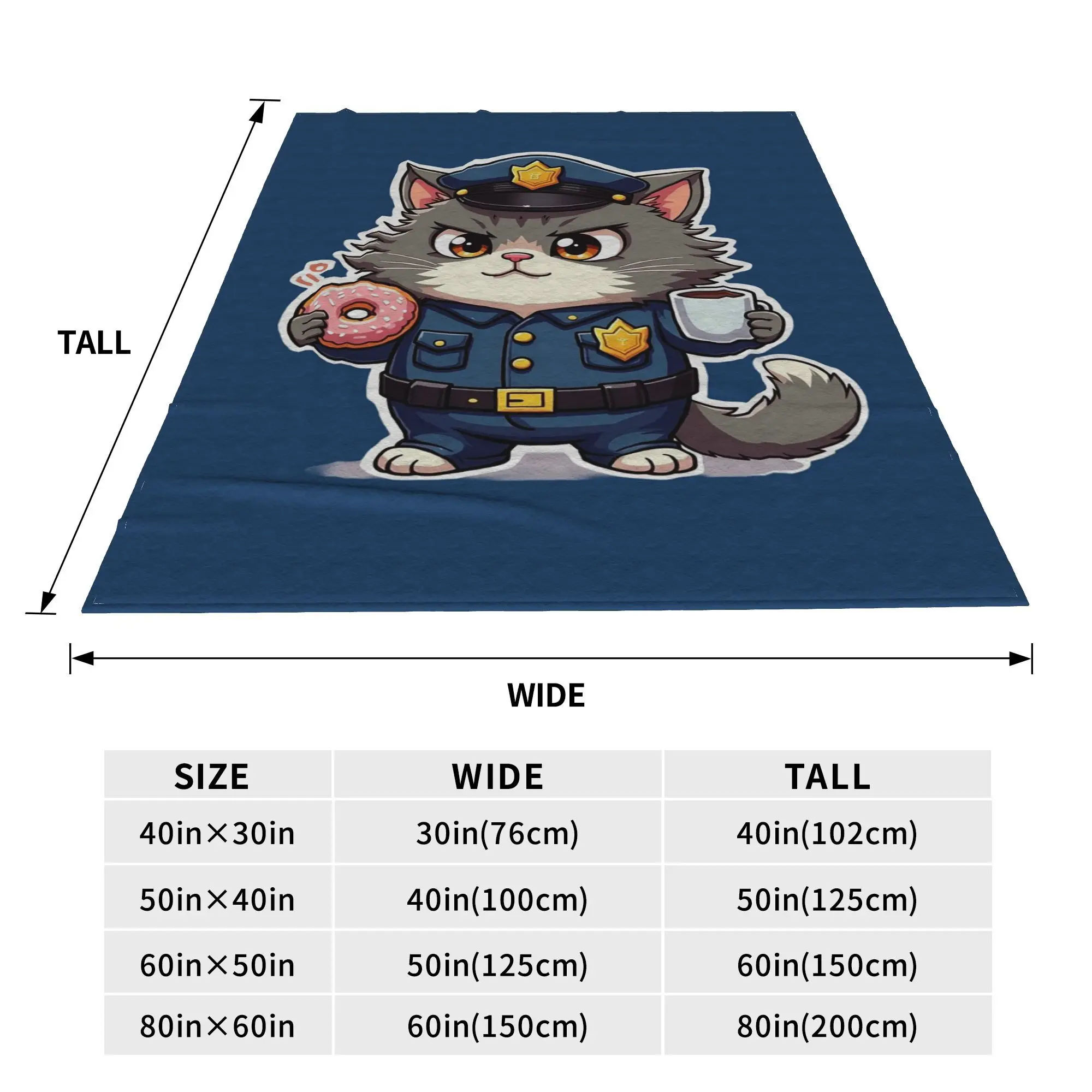 Persian Cat Police Officer Sassy Meme Cat in Uniform Blankets Lightweight Flannel Sofa Throw Blanket for Couch Bedding Office
