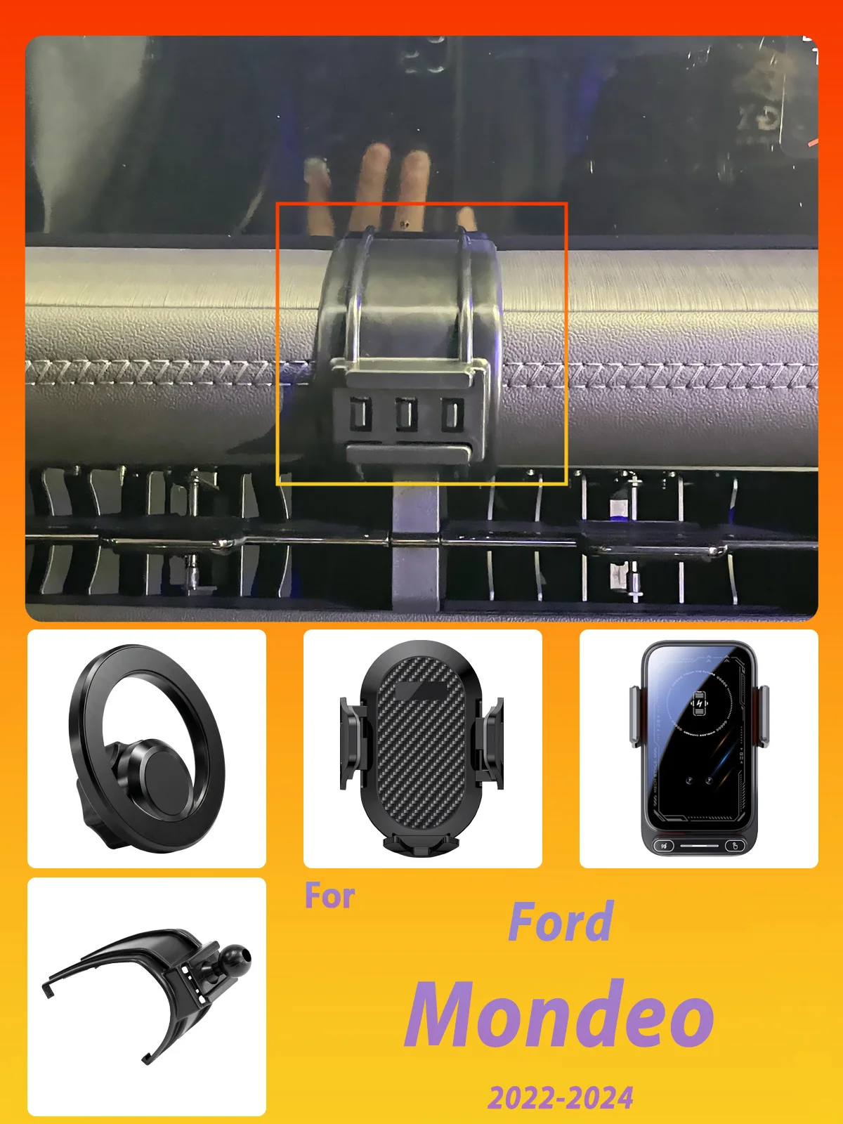 Entwickelt für Ford Taurus Mondeo 2022-2024: Magnetische Handyhalterung mit intelligenter Sensorik, kabelloser Ladefunktion und Ein-Klick-Freigabe – Detail 1