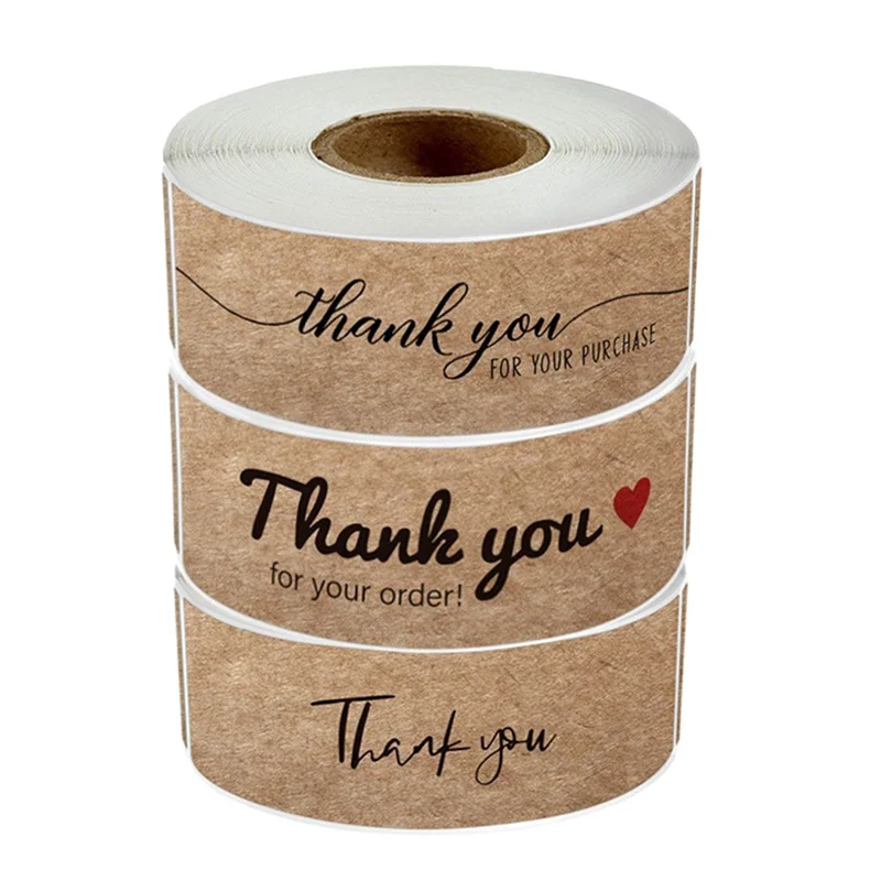 1440 قطعة شكرا لك مجموعة ملصقات شكرا لك ملصقات التسمية لفة شكرا لك مجموعة لمتجر البيع بالتجزئة المغلف 75X25mm