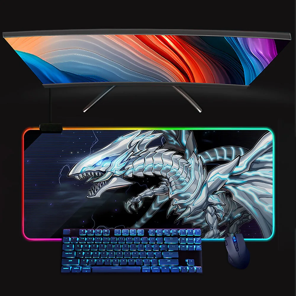 Gioco Yu Gi Oh RGB Pc Gamer tastiera Mouse Pad Mousepad LED incandescente Mouse Mats gomma Gaming Computer Mausepad